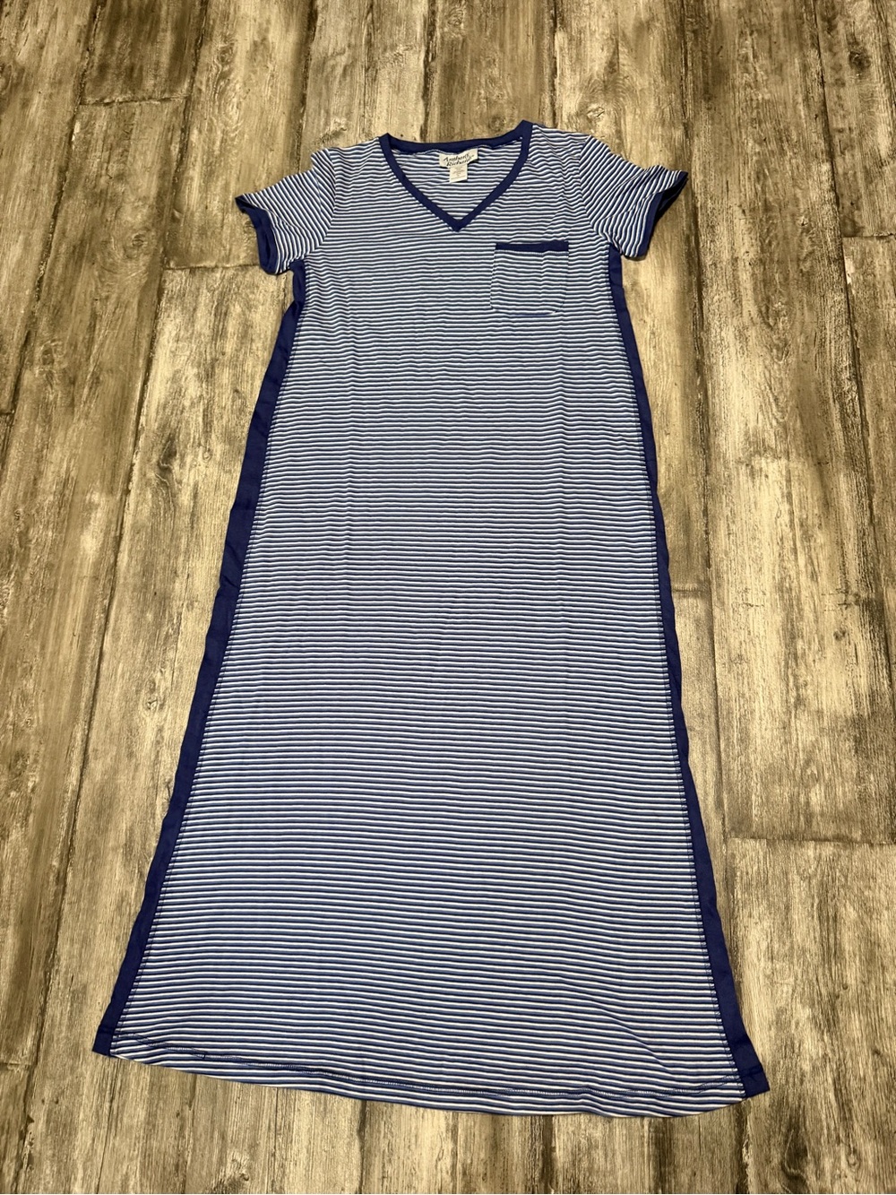 Anthony Richards Blue & White Striped V‑Neck Top
